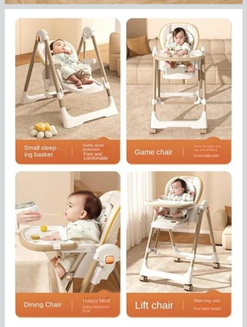 3 in 1 Baby Feeding Chair Multifunction Rocking Soothing High Chair (Unisex)