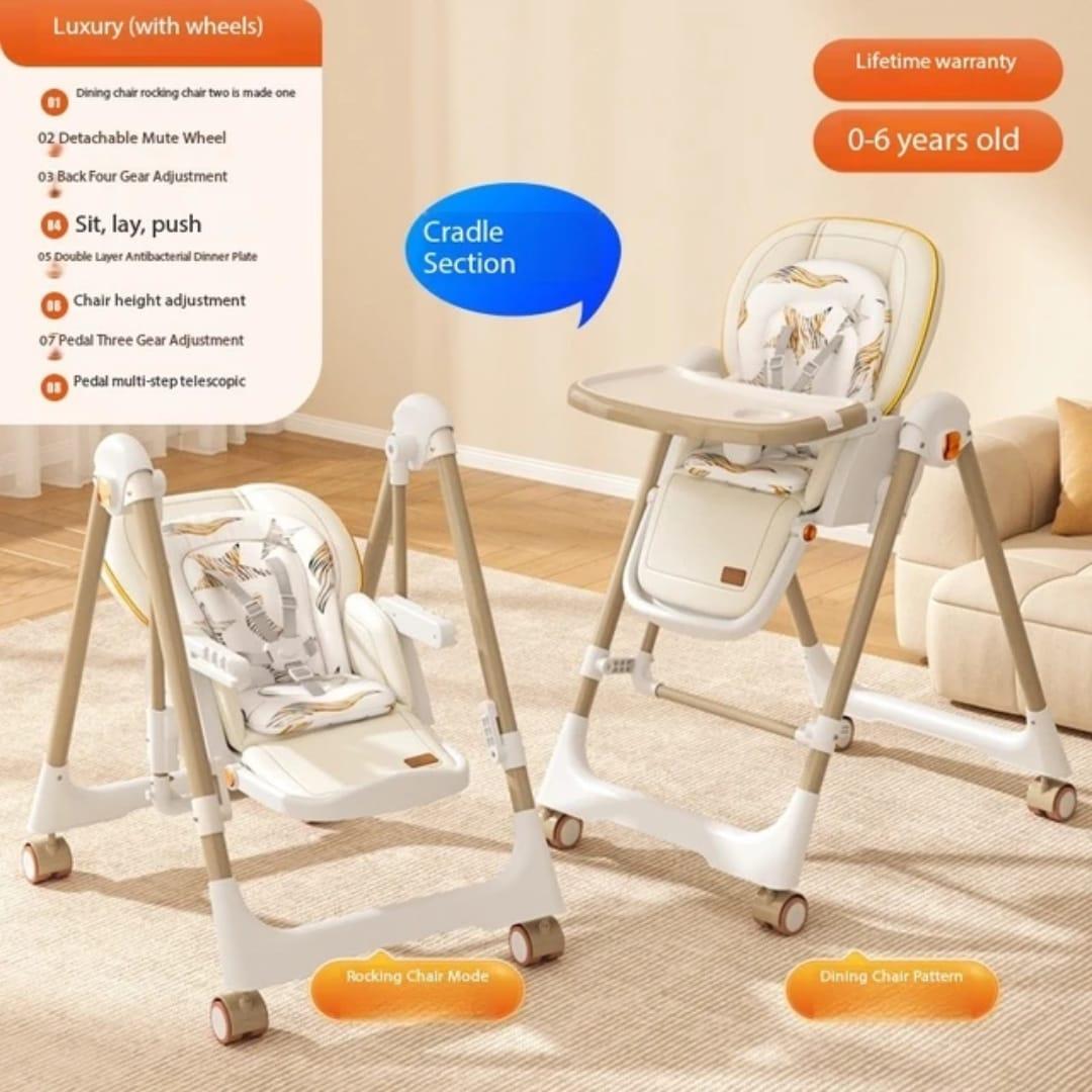 3 in 1 Baby Feeding Chair Multifunction Rocking Soothing High Chair (Unisex)