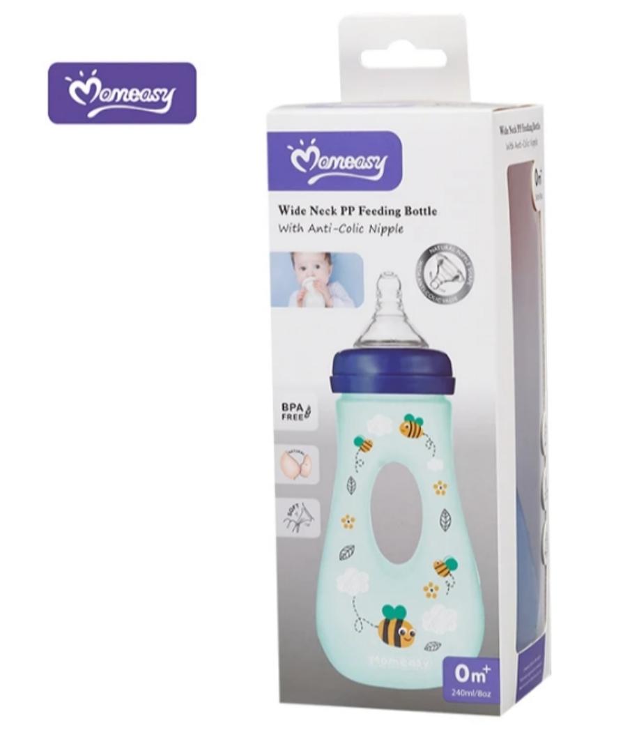 Momeasy Wide-Neck Anti-Colic Feeding Bottle 240ml (44768) (1pc) – BPA-Free, Ergonomic Design ✨