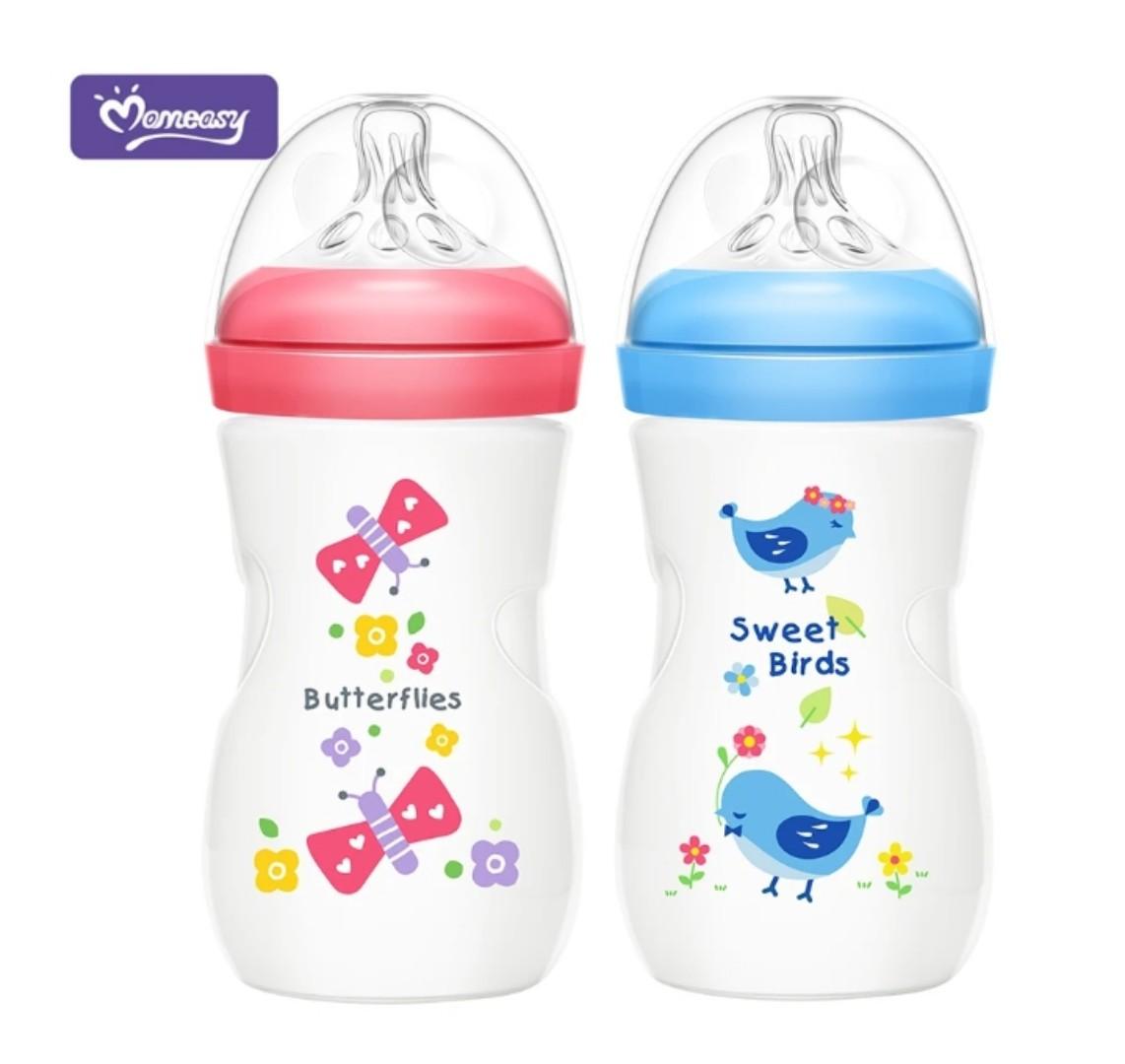 Momeasy Premium Wide-Neck Feeding Bottle Pack – 2pcs (240ml, BPA-Free, Anti-Colic, Newborn & Infant Friendly)