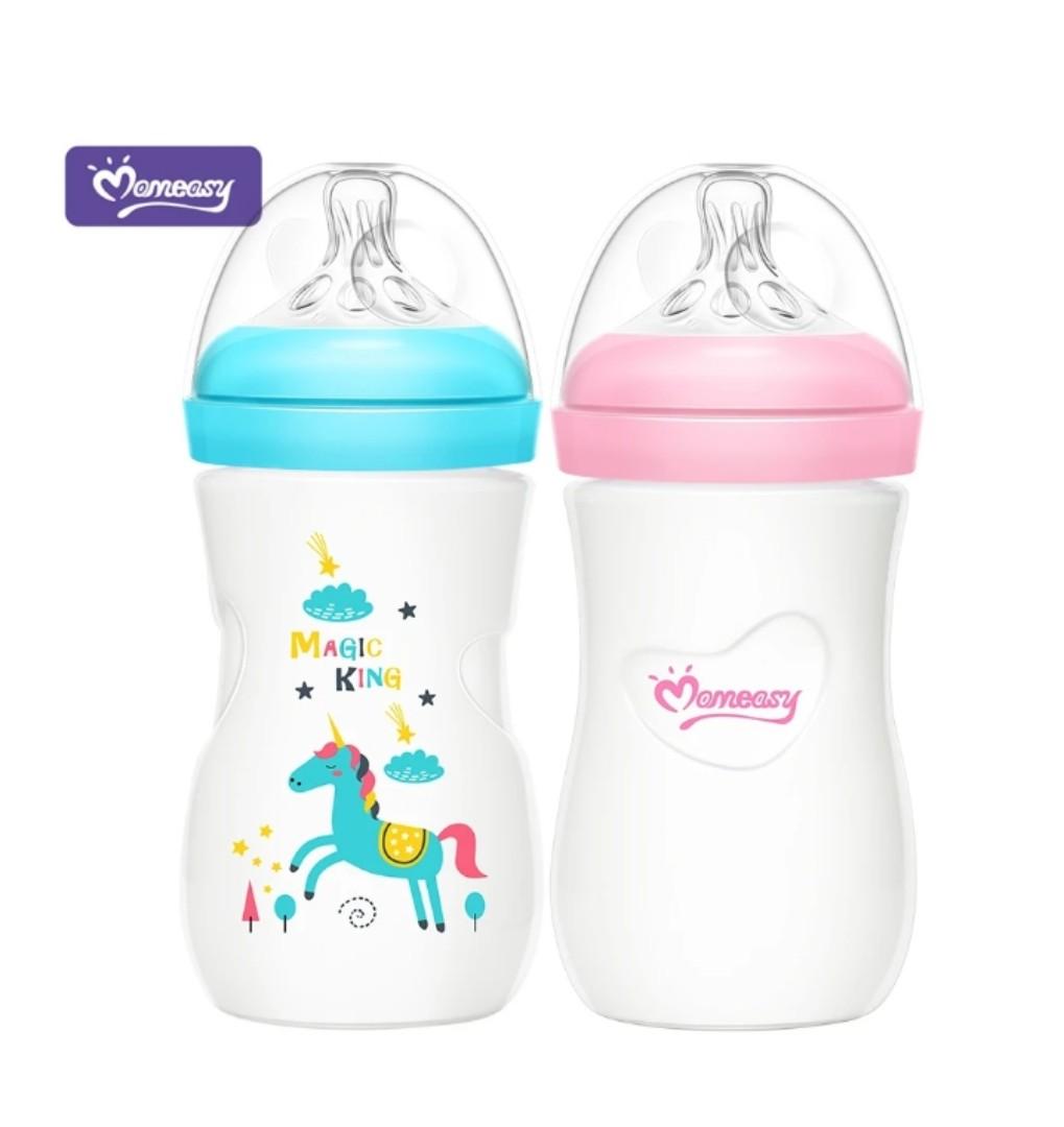 Momeasy Premium Wide-Neck Feeding Bottle Pack – 2pcs (240ml, BPA-Free, Anti-Colic, Newborn & Infant Friendly)