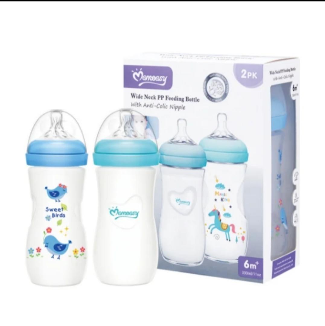 Momeasy Premium Wide-Neck Feeding Bottle Pack – 2pcs (240ml, BPA-Free, Anti-Colic, Newborn & Infant Friendly)