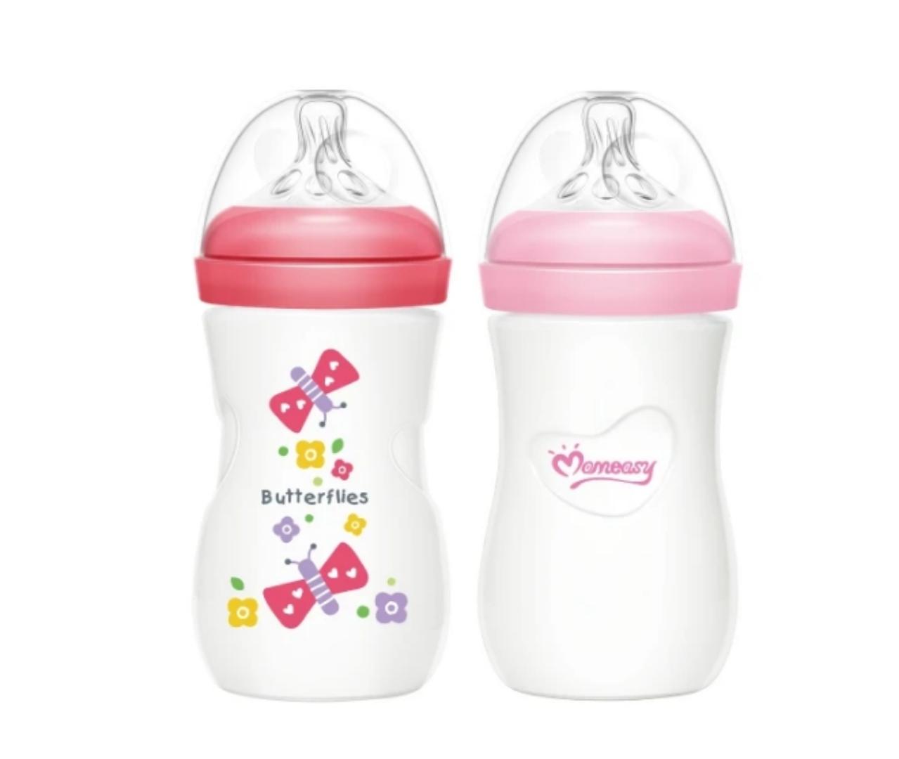 Momeasy Premium Wide-Neck Feeding Bottle Pack – 2pcs (240ml, BPA-Free, Anti-Colic, Newborn & Infant Friendly)