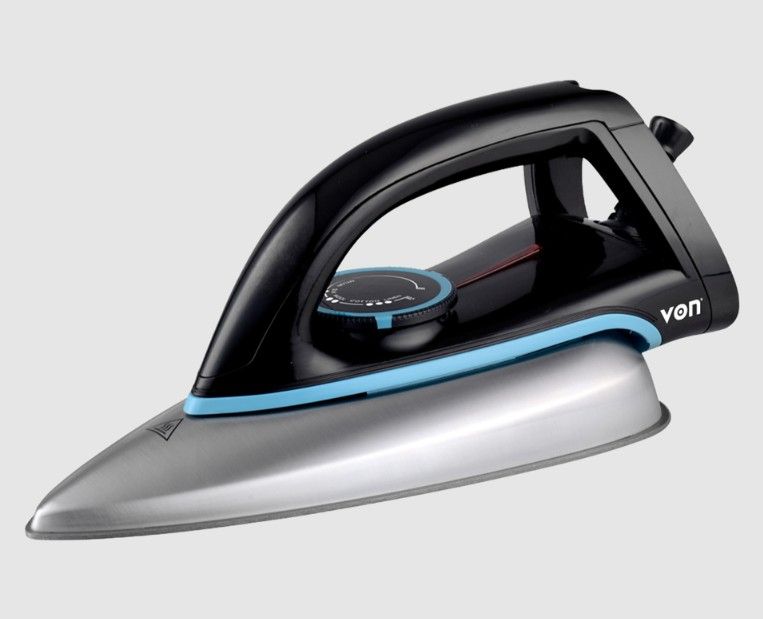 VON DRY IRON TEFLON PLATE 1000W – NON-STICK SOLEPLATE, POINTED TIP & THERMOSTAT KNOB