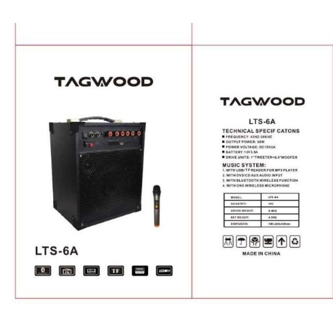 TAGWOOD LTS-6A PORTABLE RECHARGEABLE SPEAKER WITH WIRELESS MICROPHONE
