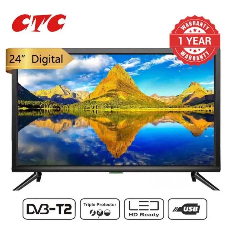 CTC 24" FRAMELESS LED DIGITAL TV — SLIM BORDERLESS DESIGN WITH DVB-T2 TUNER & MULTI-PORT CONNECTIVITY