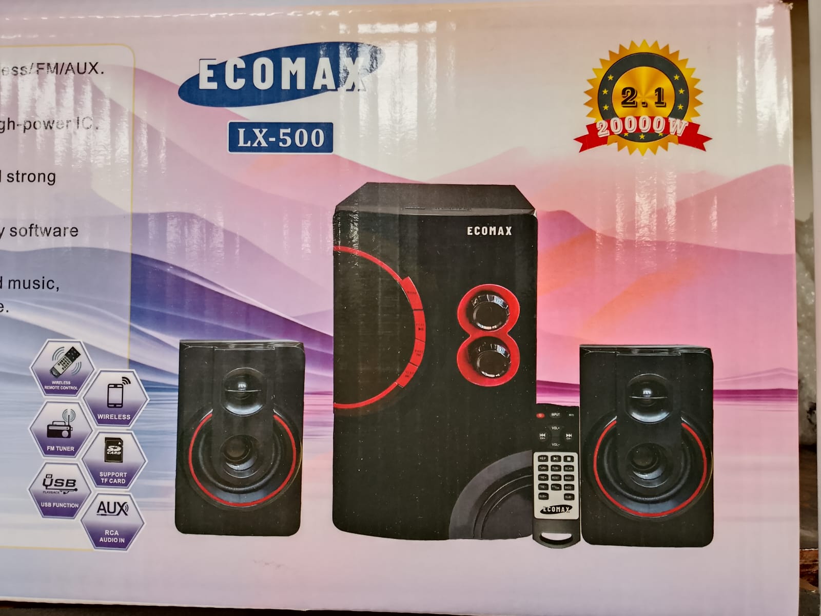 ECOMAX LX-500 2.1 CHANNEL MULTIMEDIA SPEAKER SYSTEM – POWERFUL BASS WITH MULTIPLE CONNECTIVITY