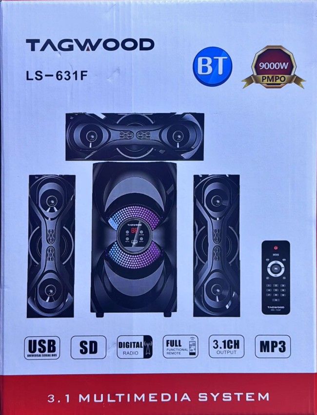 TAGWOOD LS-631F 3.1-CHANNEL MULTIMEDIA SPEAKER SYSTEM WITH 30W RMS (SUBWOOFER + 2 SATELLITES) & BROAD CONNECTIVITY