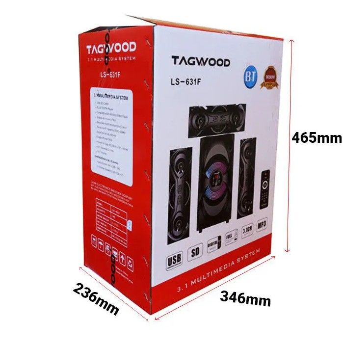TAGWOOD LS-631F 3.1-CHANNEL MULTIMEDIA SPEAKER SYSTEM WITH 30W RMS (SUBWOOFER + 2 SATELLITES) & BROAD CONNECTIVITY