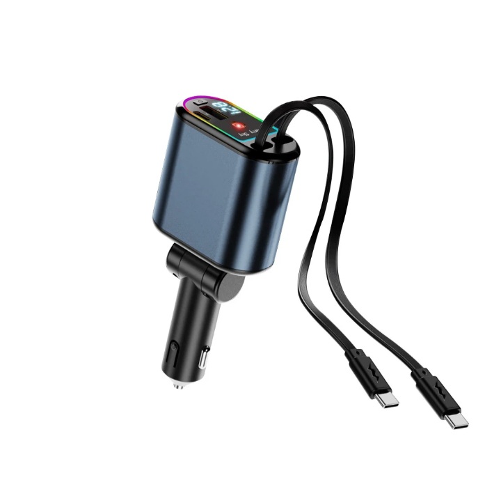 Starry Sky Spotlight 4 in 1 Car Charger with Dual
Retractable Cable 120W Fast Charging USB C Ca