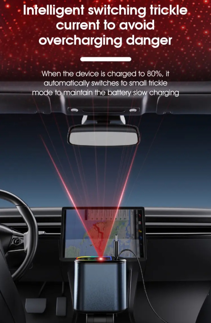 Starry Sky Spotlight 4 in 1 Car Charger with Dual
Retractable Cable 120W Fast Charging USB C Ca