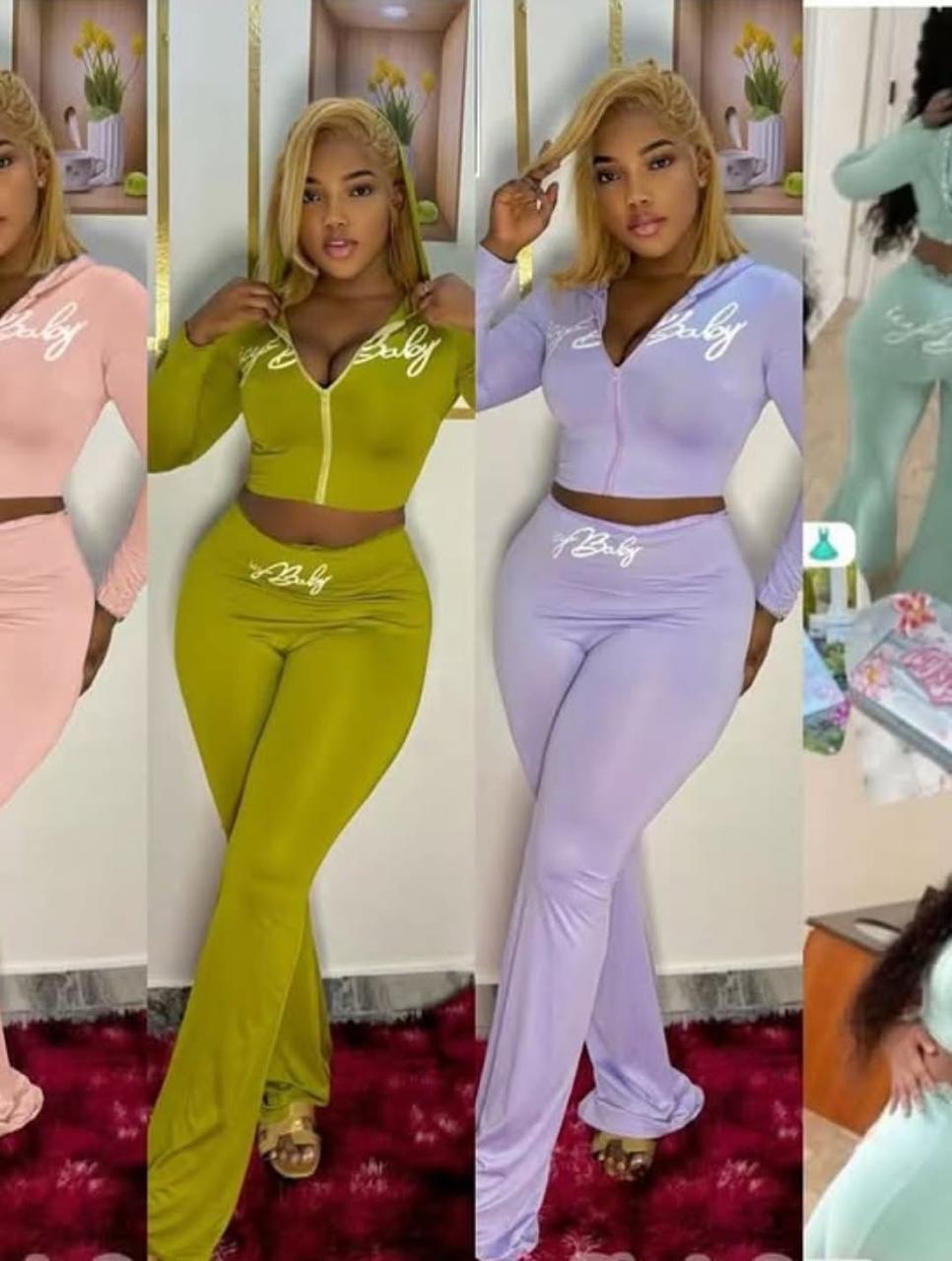 Trendy Women’s Two-Piece Lounge Set – Long Sleeve Zip Crop Top & High-Waist Flared Pants – Casual Fashion Outfit in Multiple Colors for Everyday Style