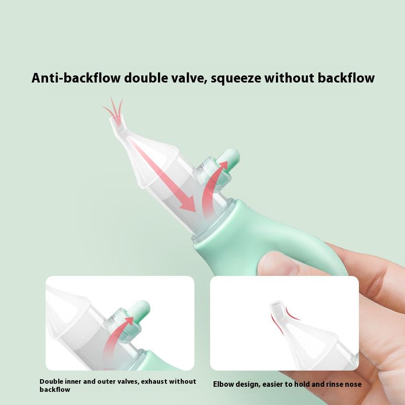 Gentle Newborn Nasal Aspirator - Easy Use Manual Pump Nose Cleaner for Babies with Anti-Reflux Design