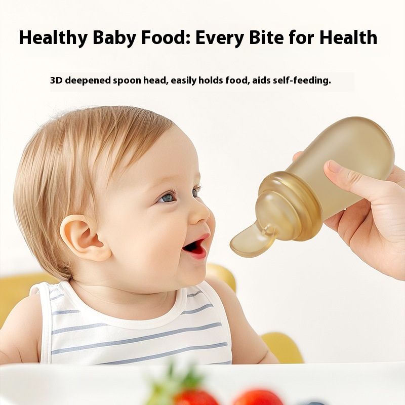 2-in-1 Easy Squeeze Baby Food Feeder - Silicone Paste Spoon with Container, Mess-Free Weaning Spoon