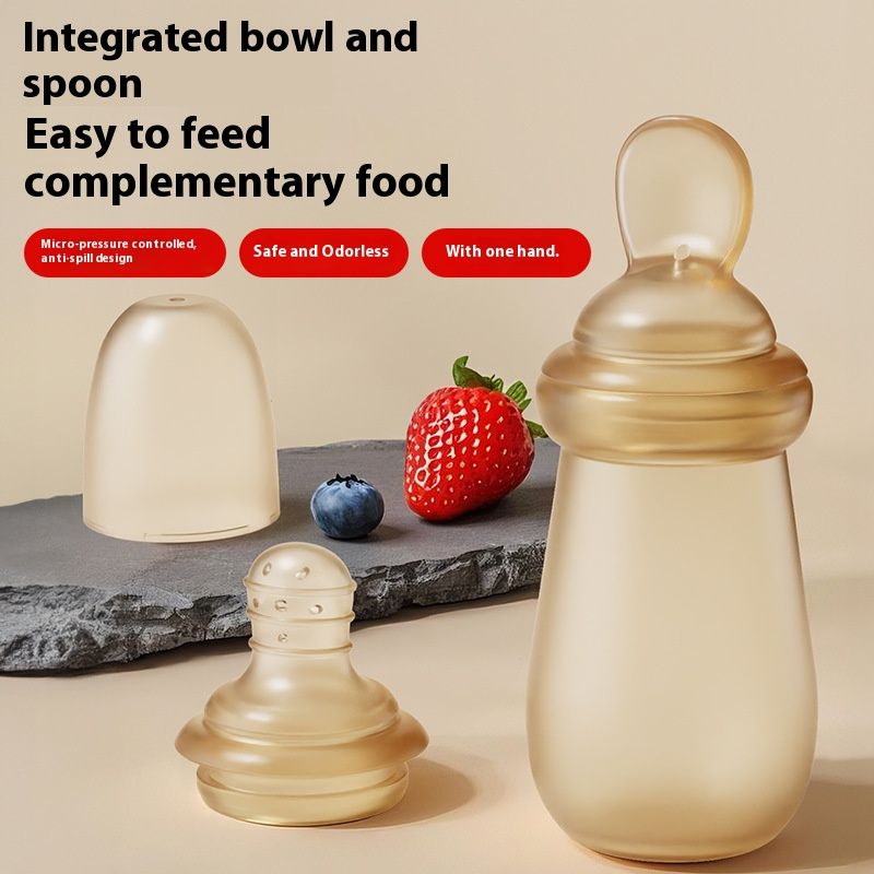 2-in-1 Easy Squeeze Baby Food Feeder - Silicone Paste Spoon with Container, Mess-Free Weaning Spoon