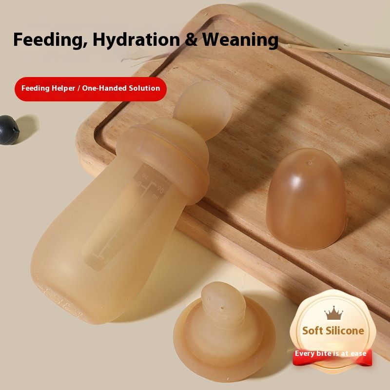 2-in-1 Easy Squeeze Baby Food Feeder - Silicone Paste Spoon with Container, Mess-Free Weaning Spoon