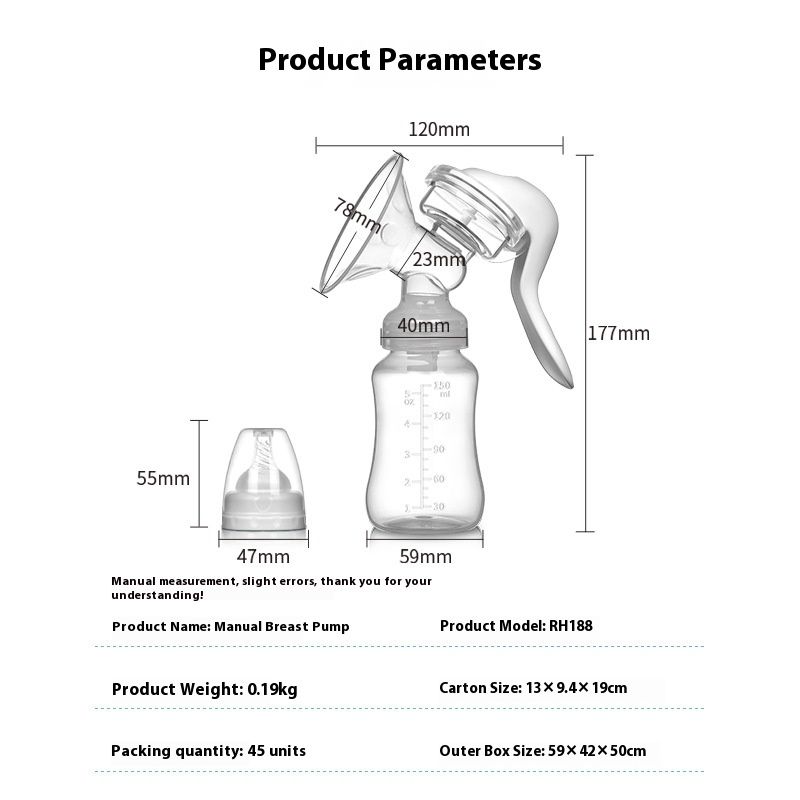 Powerful & Painless Manual Breast Pump - Efficient Milk Extraction with Massage for Nursing Moms, Easy Handheld Use