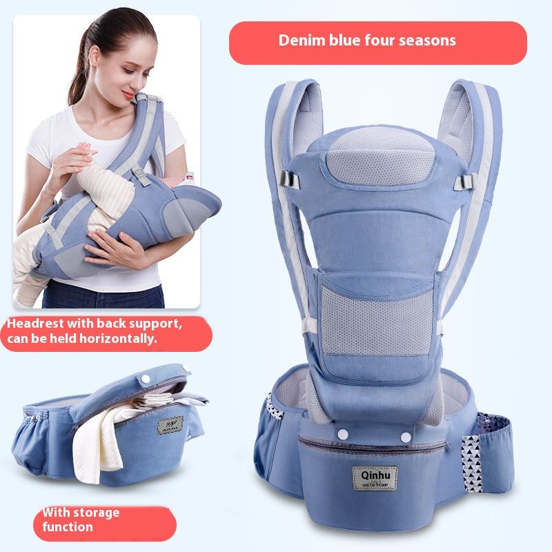 5-in-1 Baby Carrier Hip Seat：Ergonomic Hands-Free Carrier for Newborn to Toddler, Forward Facing & Back Carry, Compact Foldable