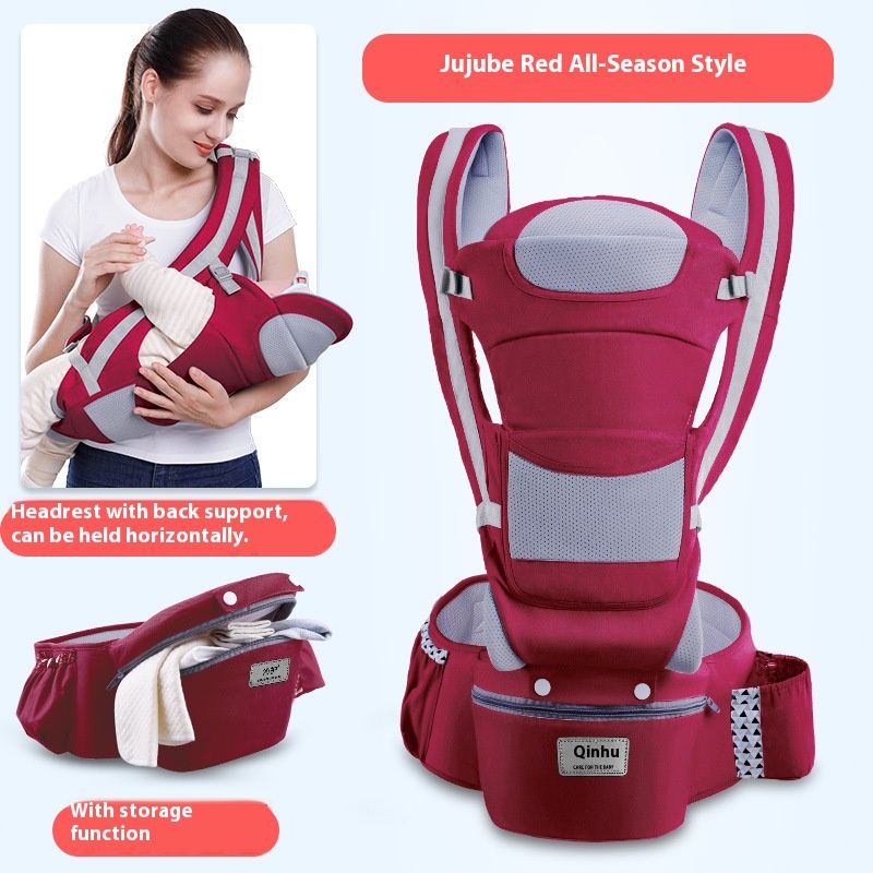 5-in-1 Baby Carrier Hip Seat：Ergonomic Hands-Free Carrier for Newborn to Toddler, Forward Facing & Back Carry, Compact Foldable