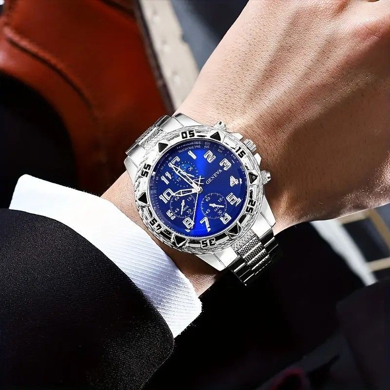 Elegant Men's Gold Quartz Watch with Japanese Movement - Fashion Business Chronograph, Night Light, Waterproof, Large Dial, Free Shipping