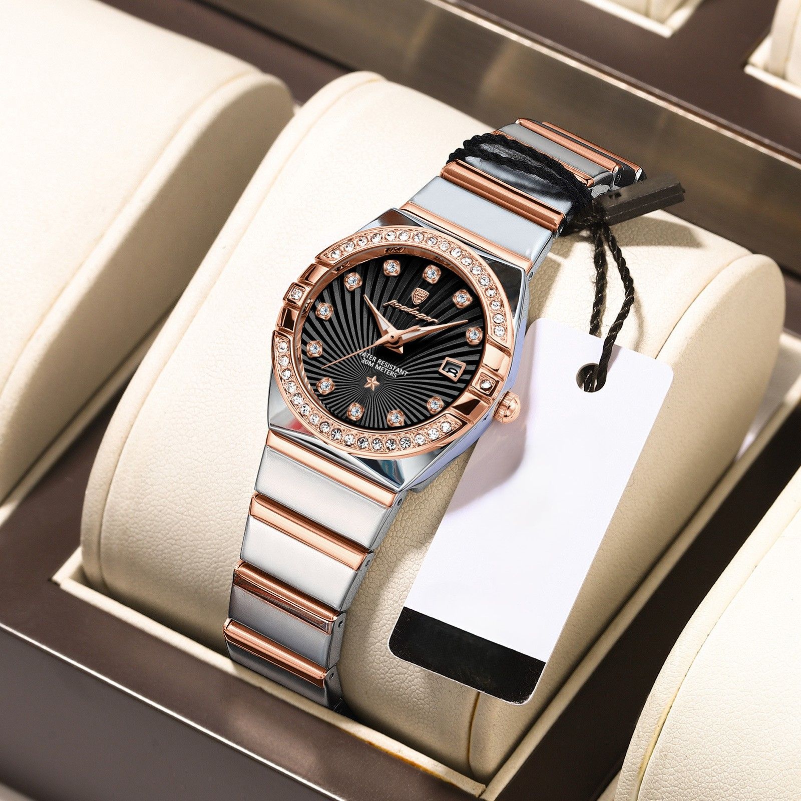 Elegant Swiss Women's Watch - Fashion Ultra-Thin Waterproof Luminous Quartz Dress Timepiece, Mother of Pearl Dial