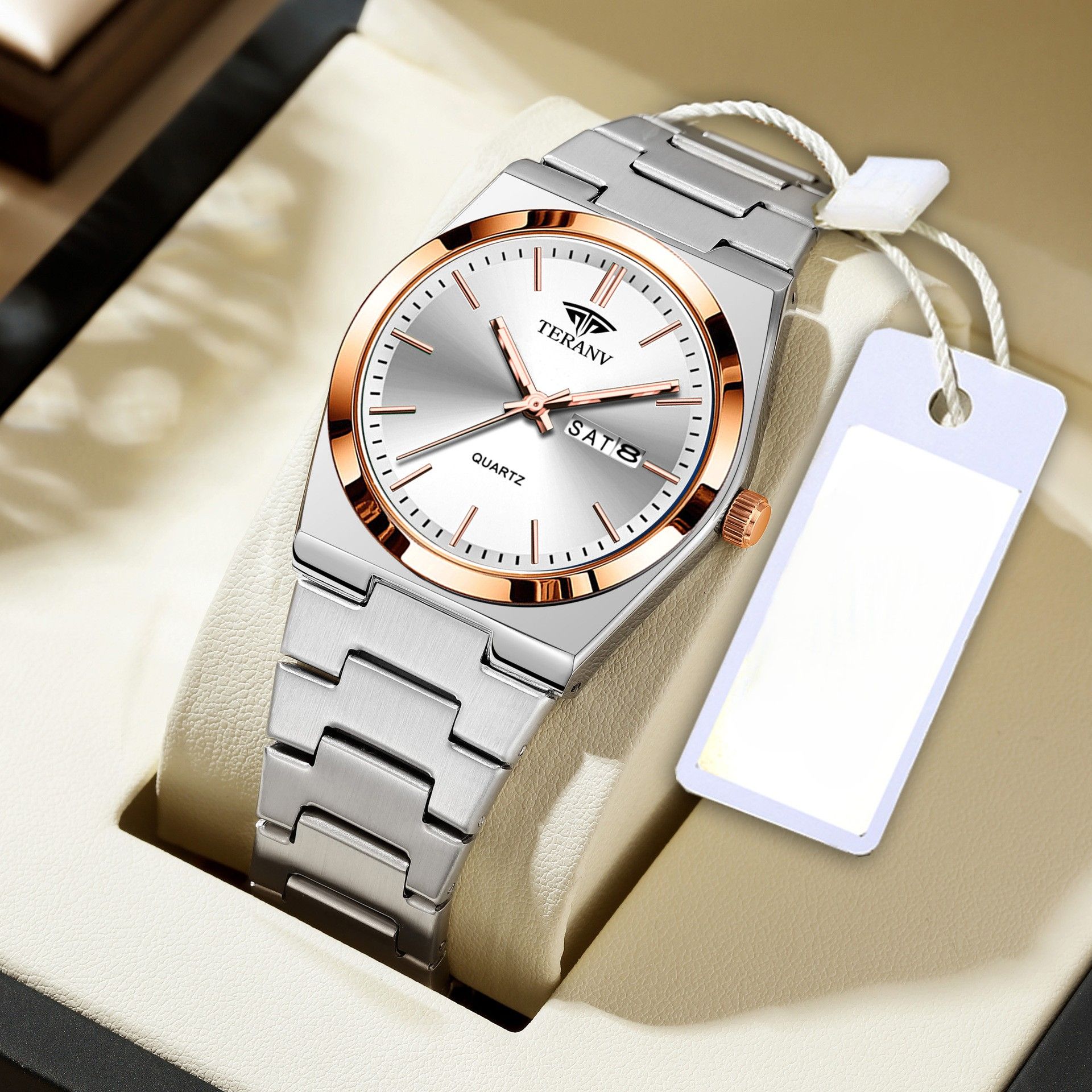 Christmas sales promotion!Men's Steel Strap Watch, Ultra-Thin Quartz with Double Calendar, Waterproof & Night Light Free Delivery Kenya