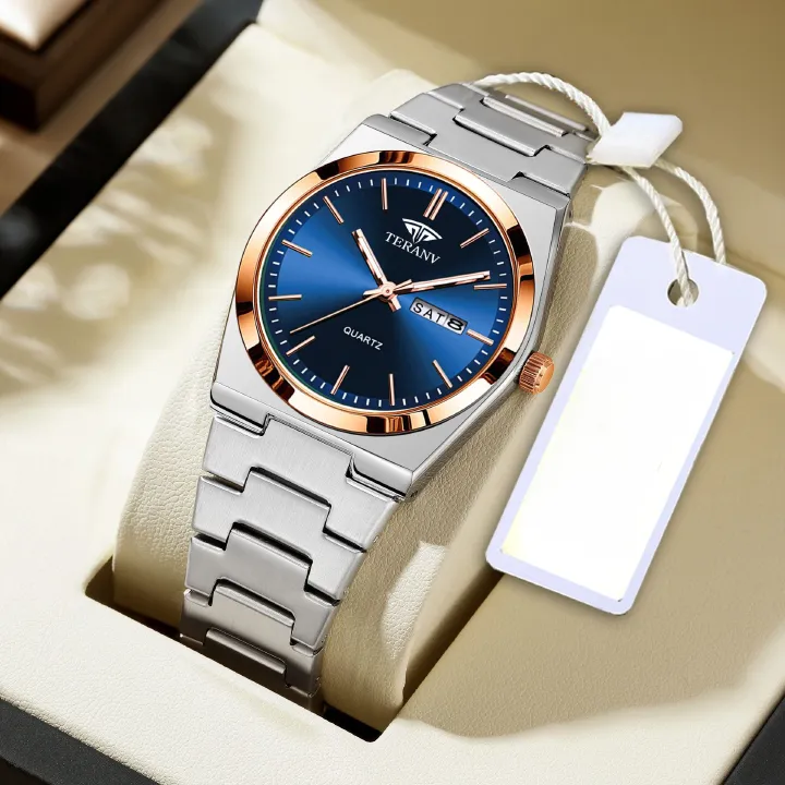 Christmas sales promotion!Men's Steel Strap Watch, Ultra-Thin Quartz with Double Calendar, Waterproof & Night Light Free Delivery Kenya