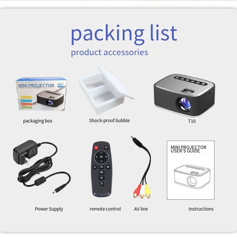 New Micro Projector Home HD Portable Projection 1080P Small Mini Projector Portable Mini LED Projector 320x240 Pixels 600Lumens Projector Home Media Player Built-in Speaker