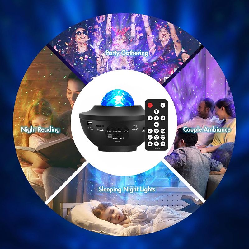 Multifunctional Starry Sky Projector Lamp – Small Bowl USB Galaxy Light with Bluetooth Speaker, Remote Control & Rotating Spotlight for Home Bedroom Decor (Gift Idea)