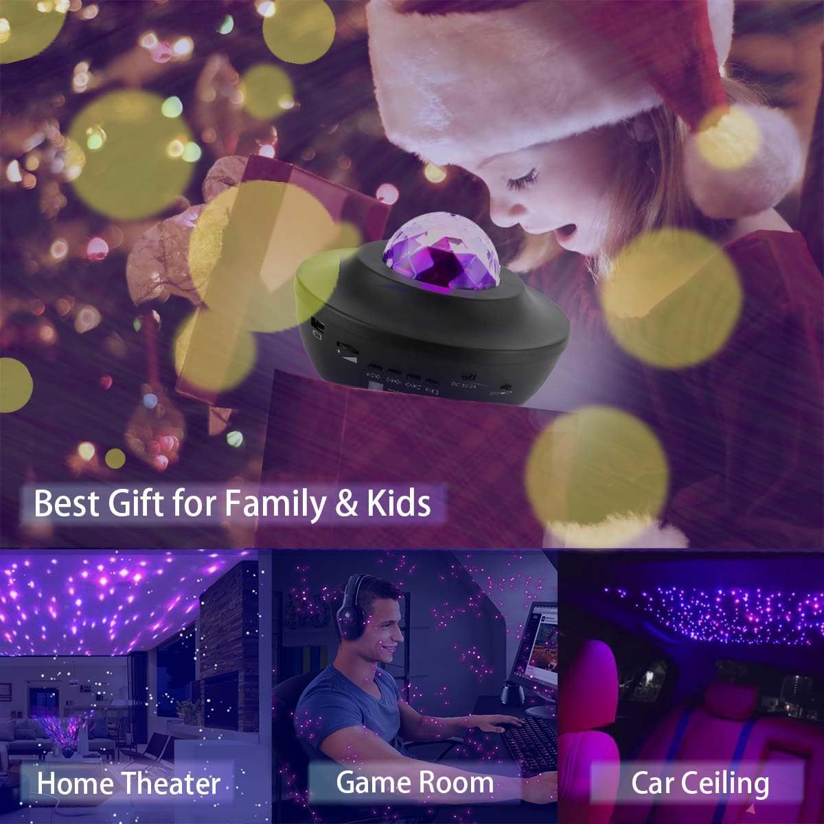 Multifunctional Starry Sky Projector Lamp – Small Bowl USB Galaxy Light with Bluetooth Speaker, Remote Control & Rotating Spotlight for Home Bedroom Decor (Gift Idea)