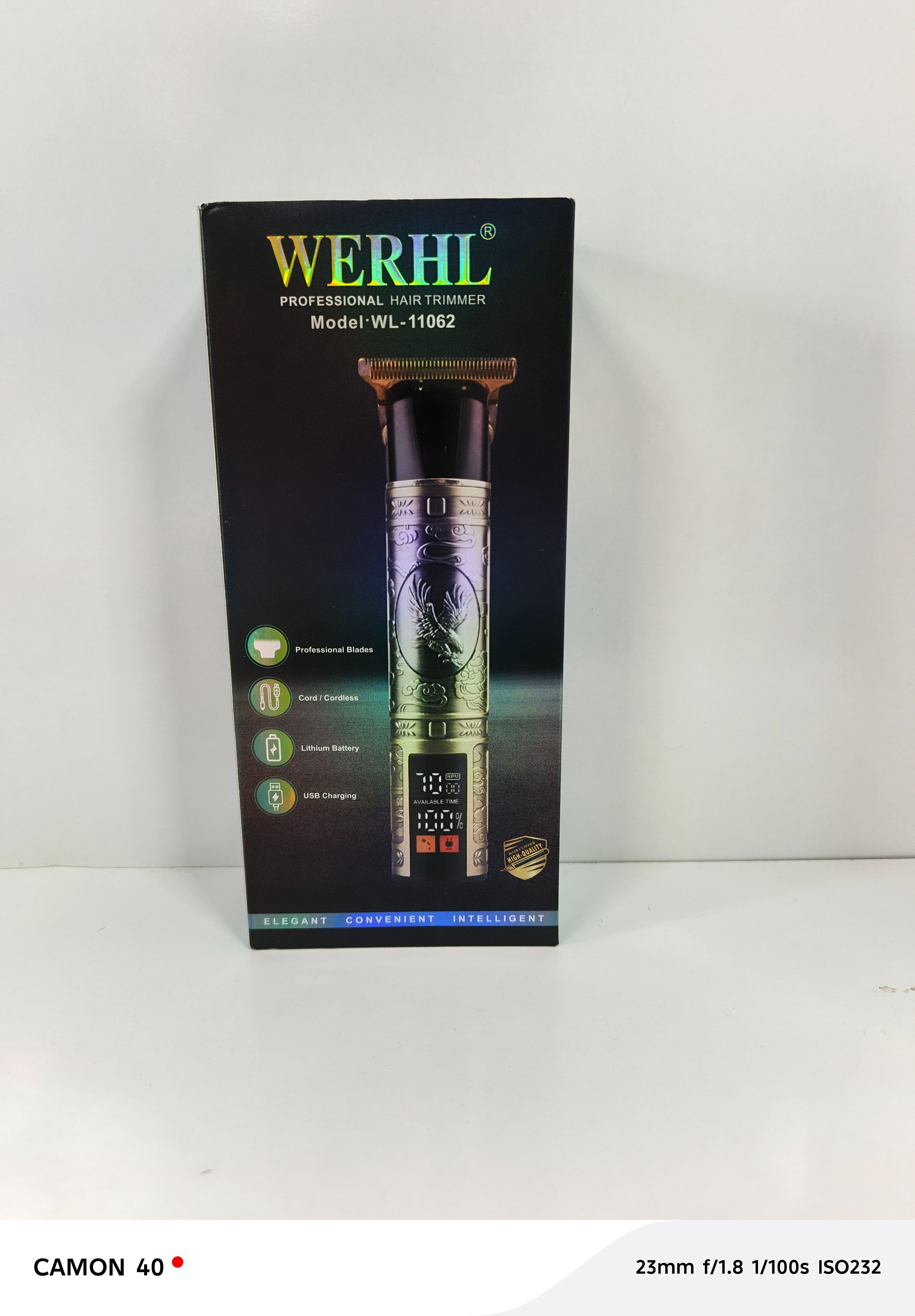 WERHL WL-11062 PROFESSIONAL HAIR TRIMMER WITH DISPLAY SCREEN | RECHARGEABLE ELECTRIC SHAVER CLIPPER | LOW NOISE STAINLESS STEEL BLADES | ERGONOMIC METAL BODY | BARBER & HOME GROOMING KIT