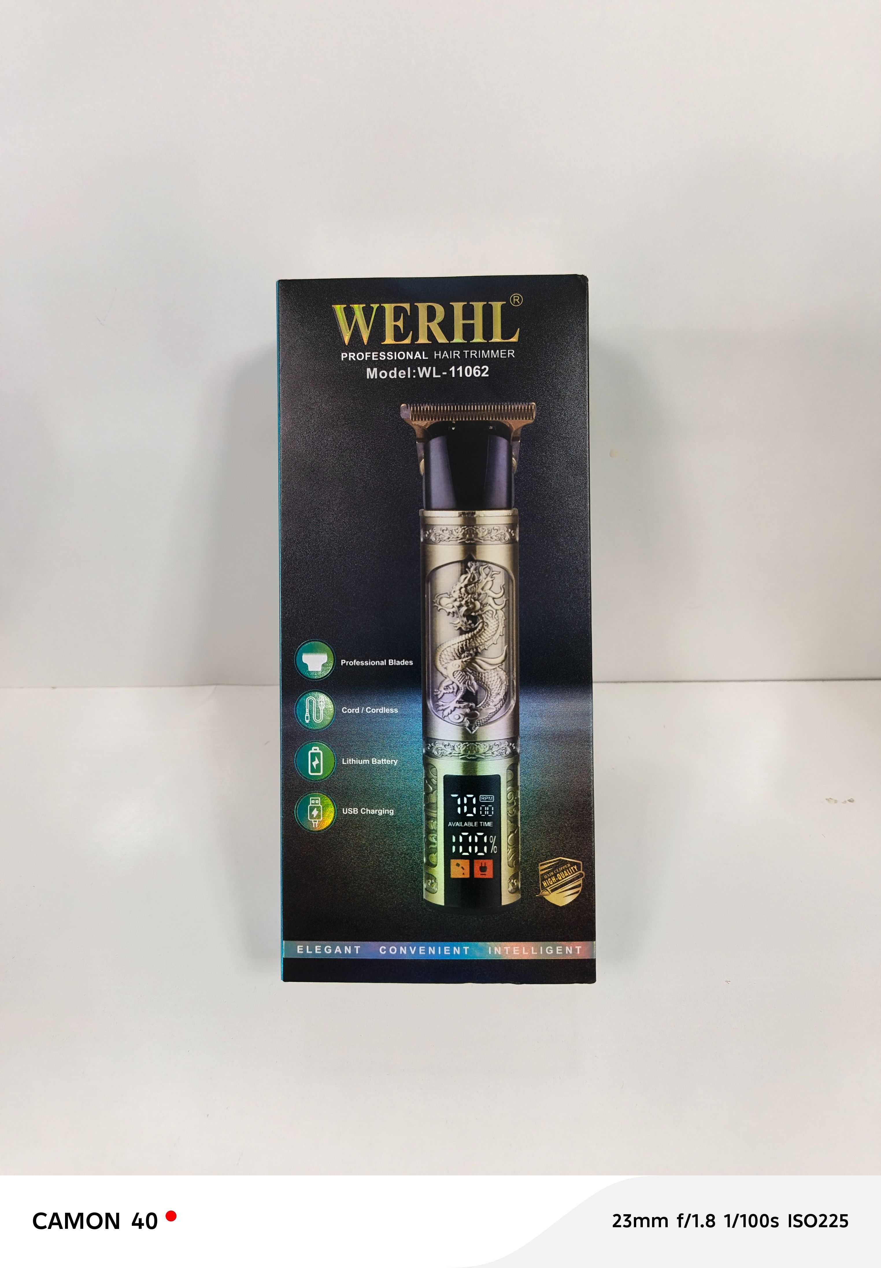 WERHL WL-11062 PROFESSIONAL HAIR TRIMMER WITH DISPLAY SCREEN | RECHARGEABLE ELECTRIC SHAVER CLIPPER | LOW NOISE STAINLESS STEEL BLADES | ERGONOMIC METAL BODY | BARBER & HOME GROOMING KIT