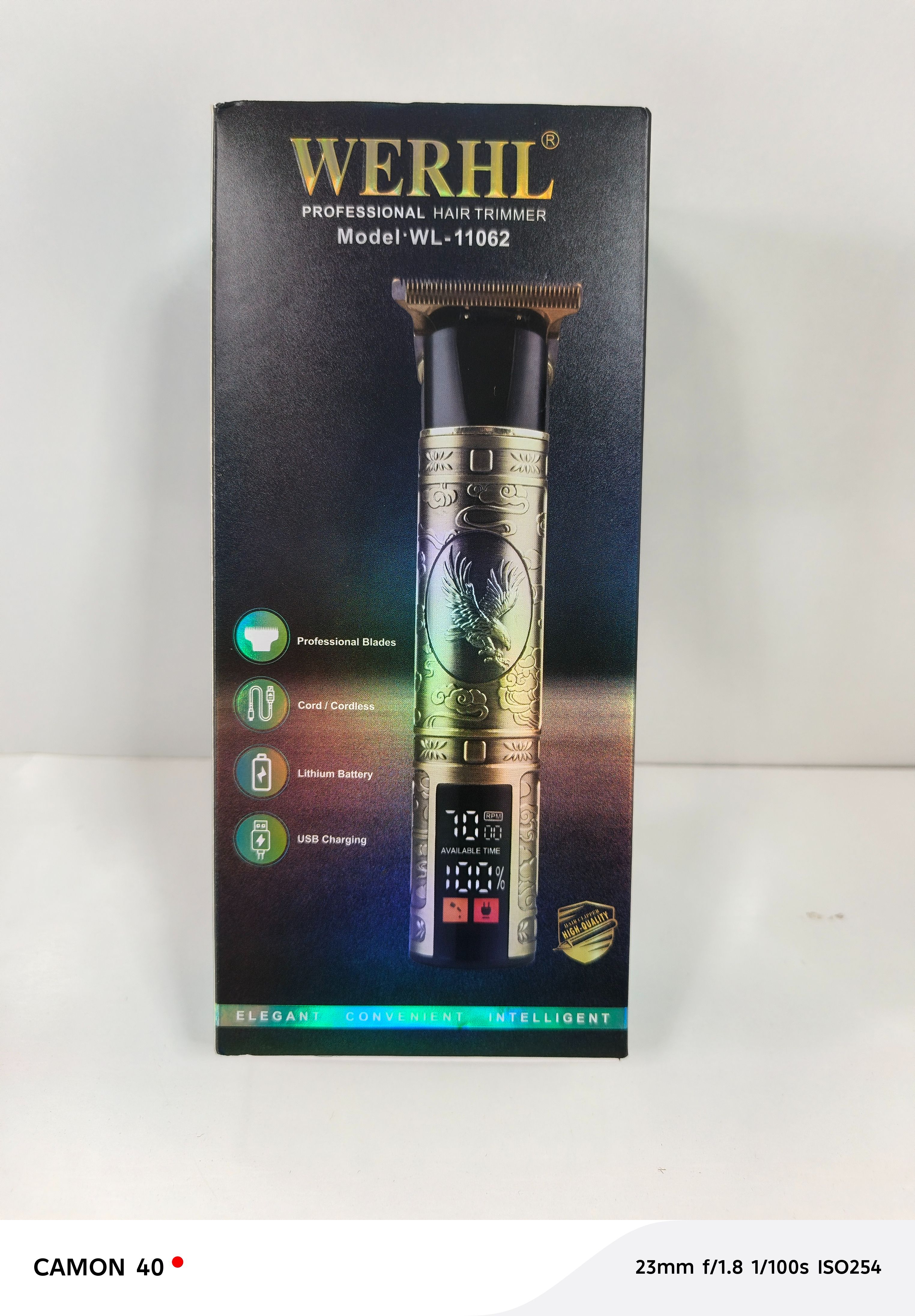 WERHL WL-11062 PROFESSIONAL HAIR TRIMMER WITH DISPLAY SCREEN | RECHARGEABLE ELECTRIC SHAVER CLIPPER | LOW NOISE STAINLESS STEEL BLADES | ERGONOMIC METAL BODY | BARBER & HOME GROOMING KIT