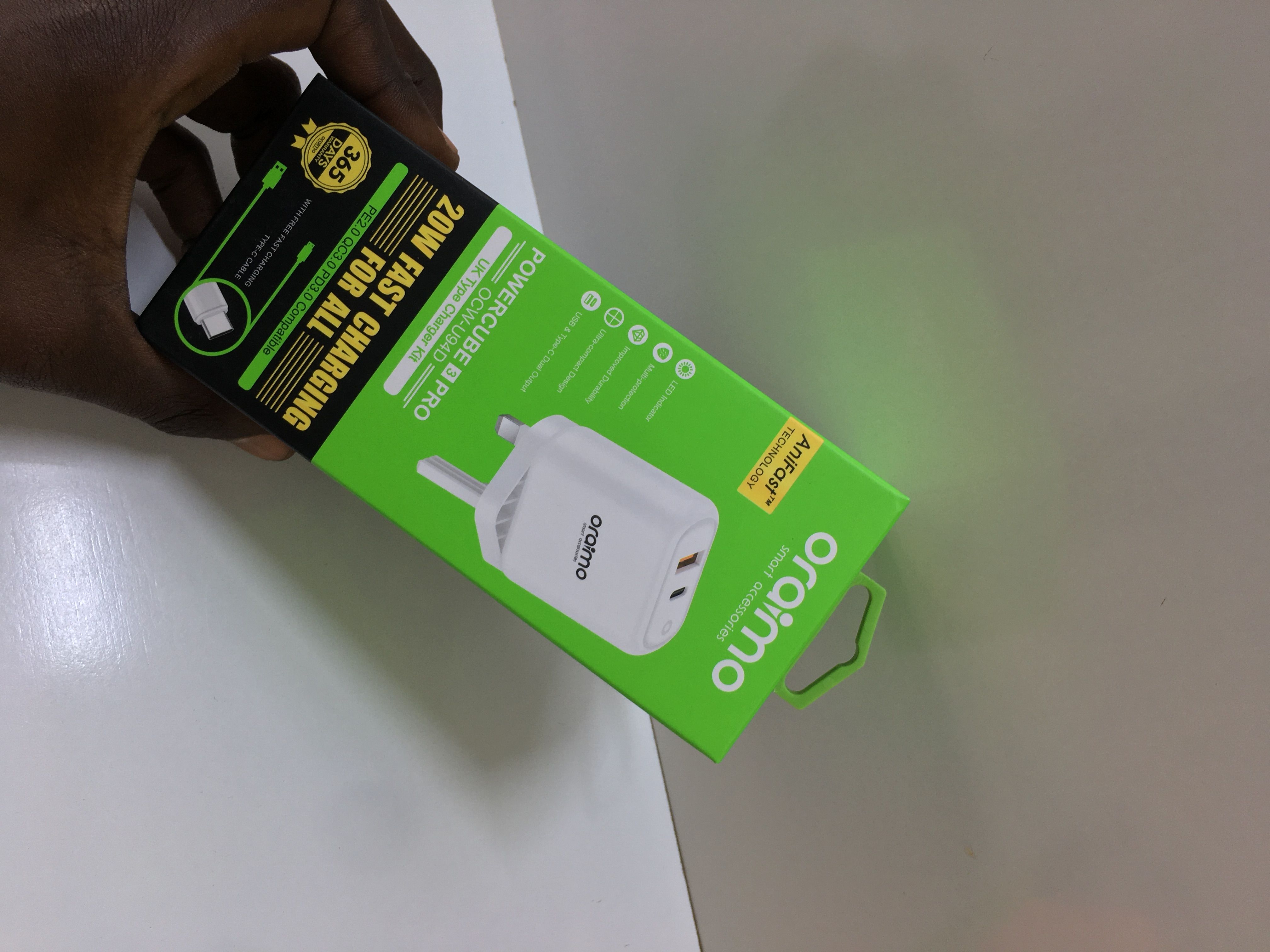 ORAIMO OCW-U94D CHARGER – DUAL USB PORT, 18W FAST CHARGE WITH TYPE-C CABLE, SAFE DURABLE WALL ADAPTER FOR SMARTPHONES, TABLETS & GADGETS