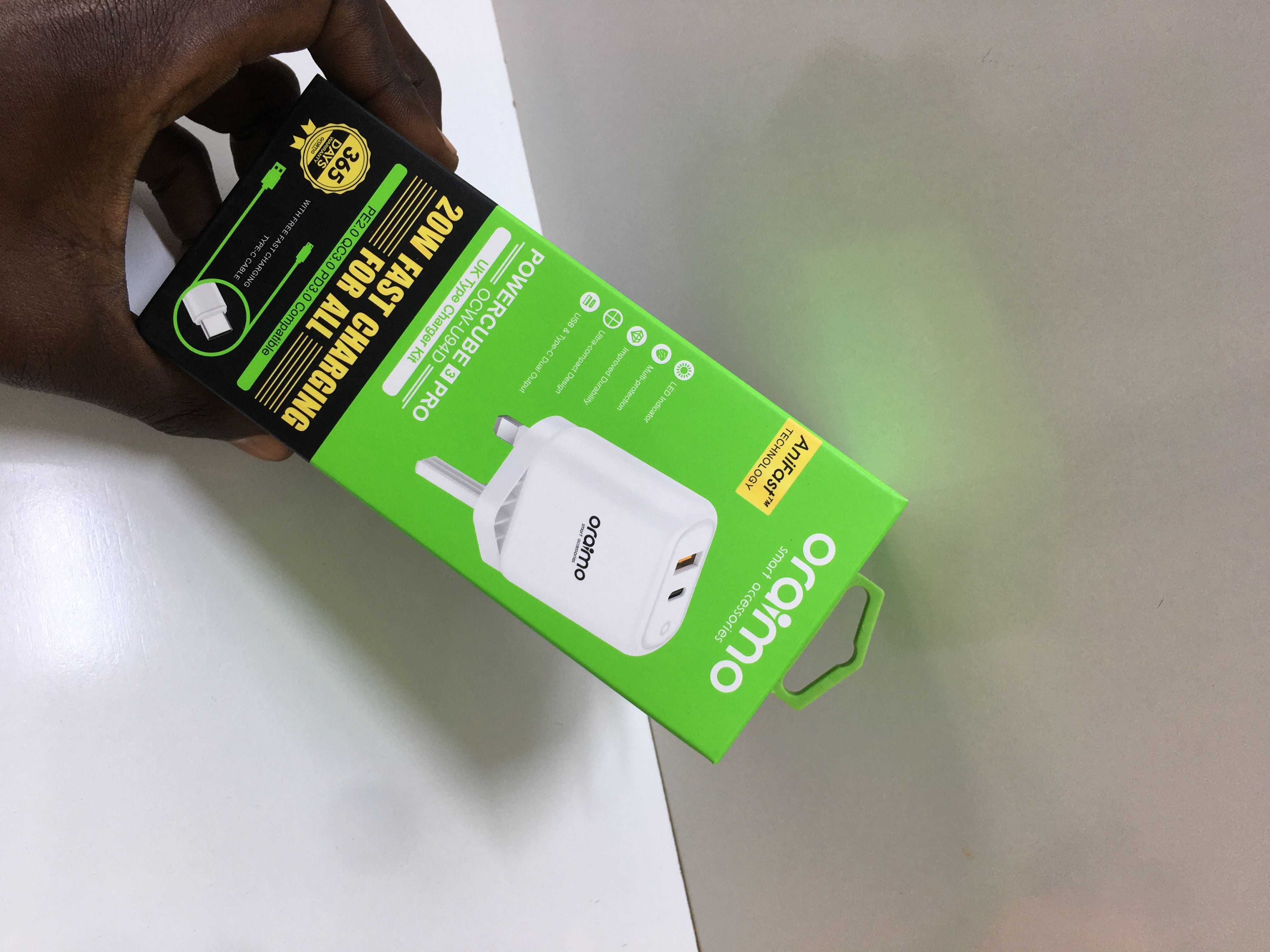 ORAIMO OCW-U94D CHARGER – DUAL USB PORT, 18W FAST CHARGE WITH TYPE-C CABLE, SAFE DURABLE WALL ADAPTER FOR SMARTPHONES, TABLETS & GADGETS