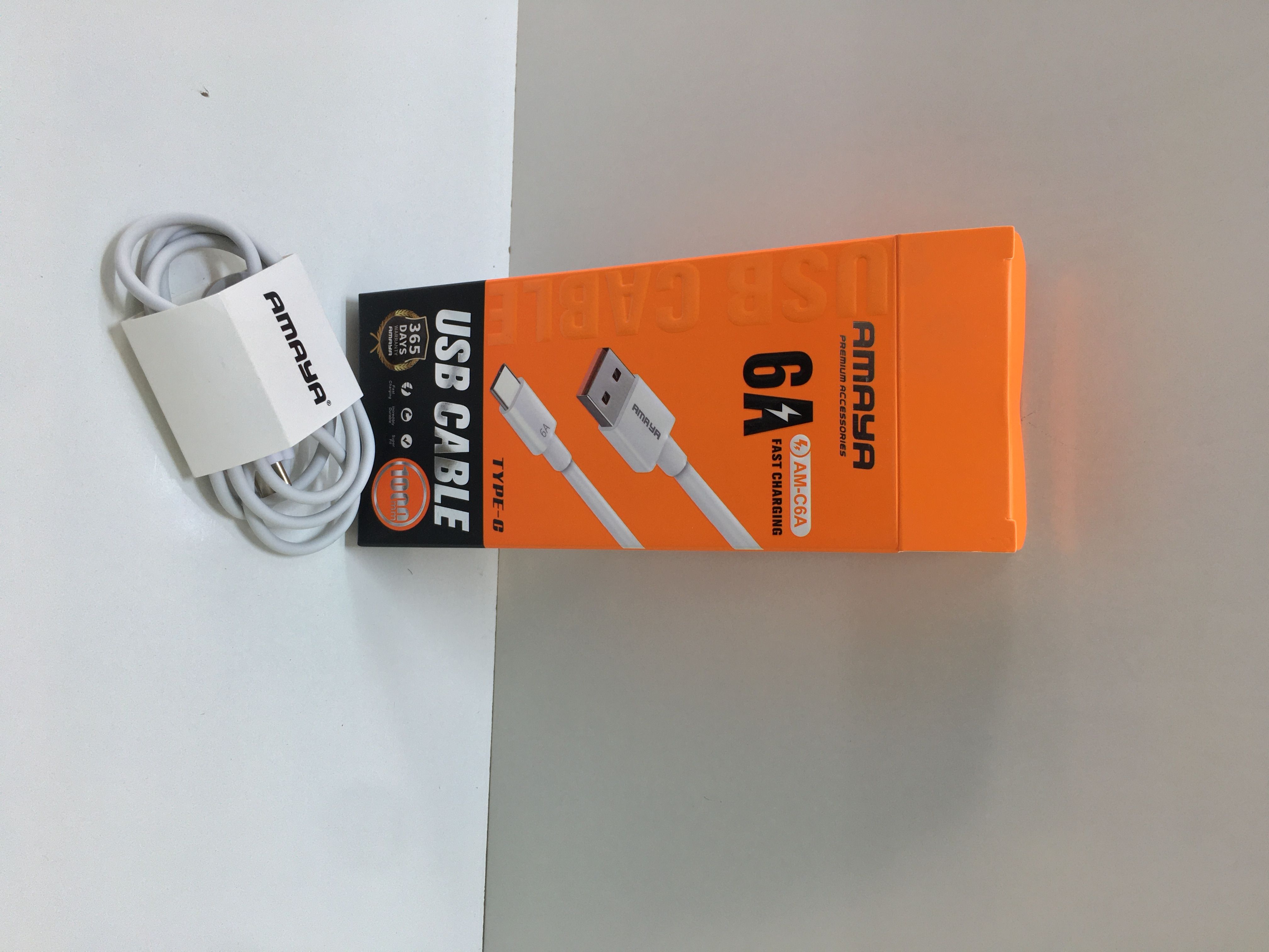 AMAYA AM-C6A USB-C CABLE – SUPER FAST 6A CHARGING, HIGH-SPEED DATA SYNC, DURABLE RUGGED BUILD, CASE-FRIENDLY DESIGN, UNIVERSAL COMPATIBILITY WITH SMARTPHONES, TABLETS & GADGETS