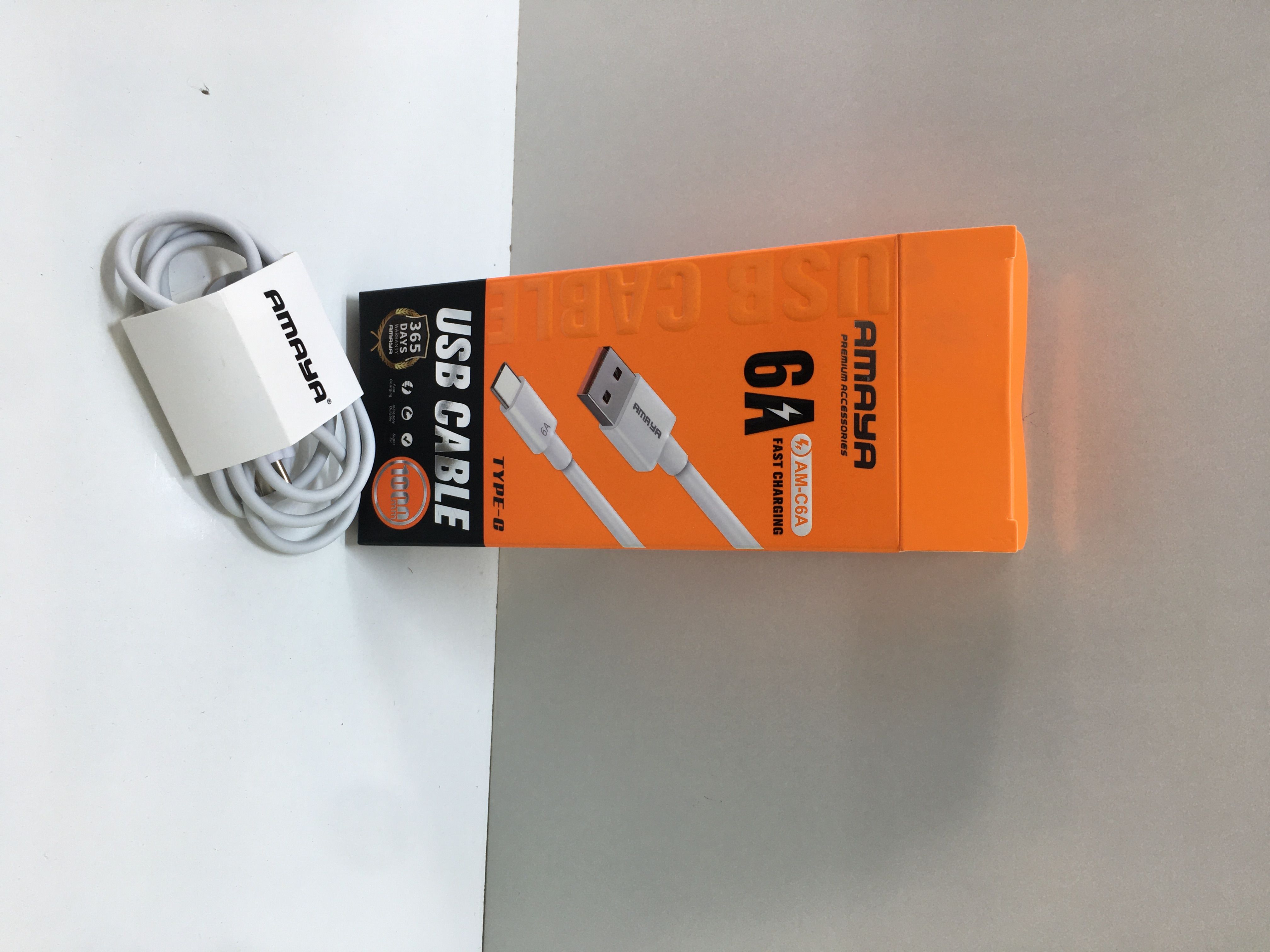 AMAYA AM-C6A USB-C CABLE – SUPER FAST 6A CHARGING, HIGH-SPEED DATA SYNC, DURABLE RUGGED BUILD, CASE-FRIENDLY DESIGN, UNIVERSAL COMPATIBILITY WITH SMARTPHONES, TABLETS & GADGETS