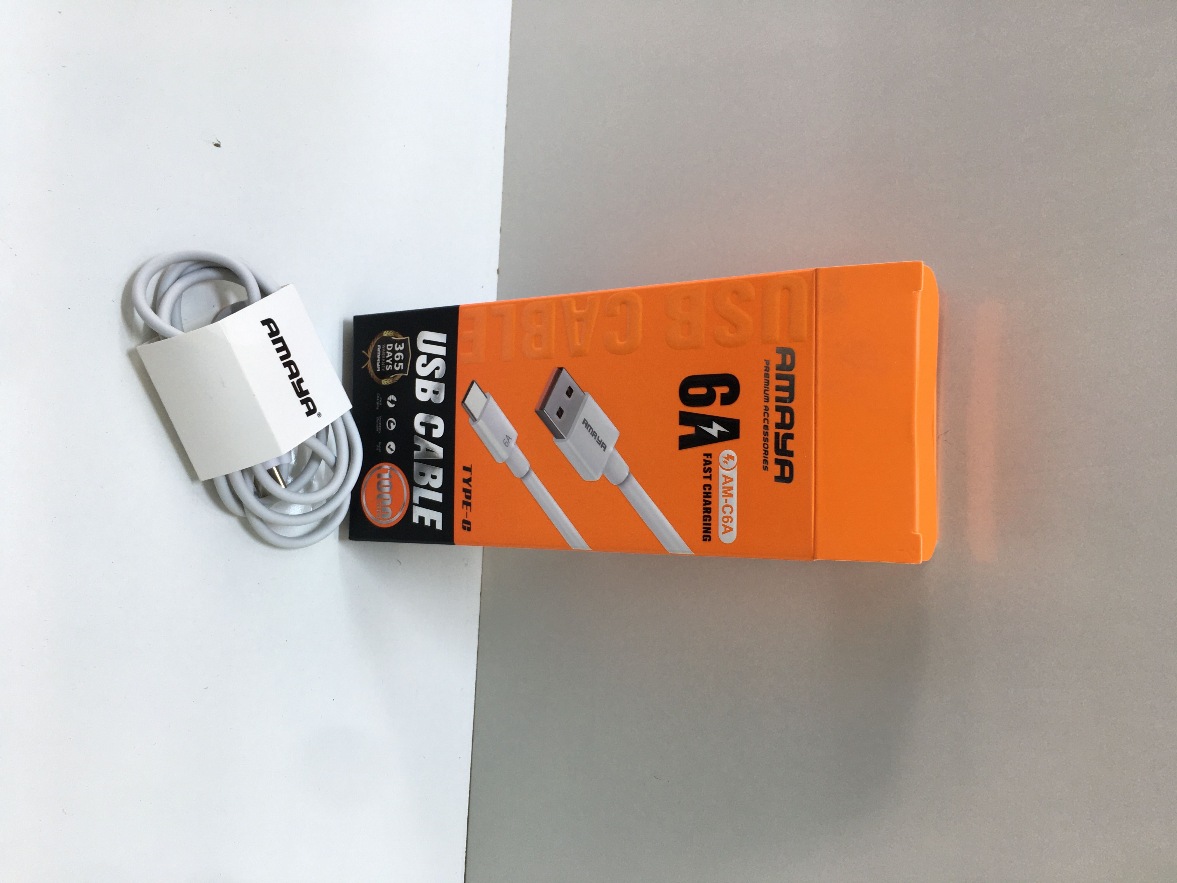 AMAYA AM-C6A USB-C CABLE – SUPER FAST 6A CHARGING, HIGH-SPEED DATA SYNC, DURABLE RUGGED BUILD, CASE-FRIENDLY DESIGN, UNIVERSAL COMPATIBILITY WITH SMARTPHONES, TABLETS & GADGETS