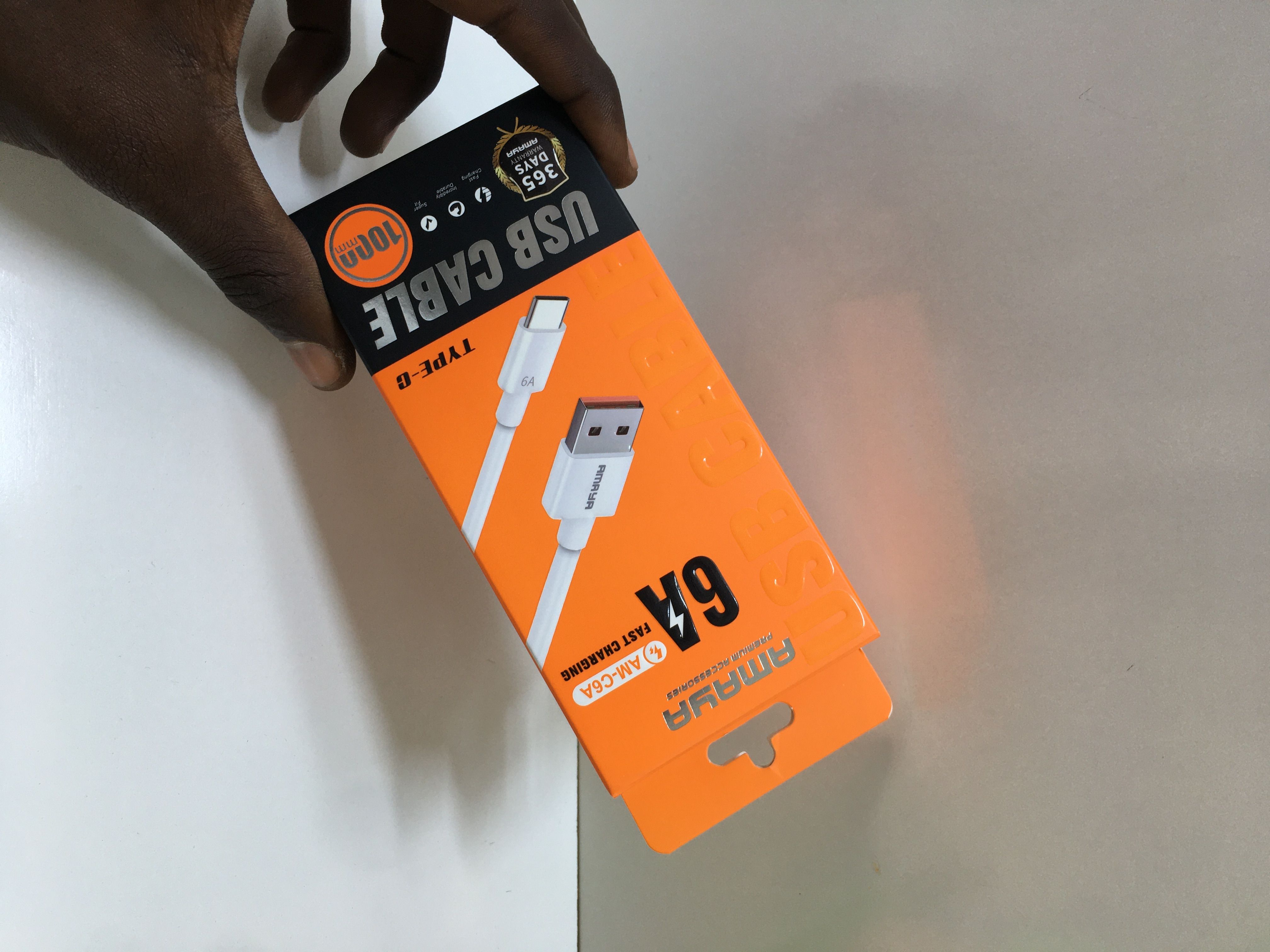 AMAYA AM-C6A USB-C CABLE – SUPER FAST 6A CHARGING, HIGH-SPEED DATA SYNC, DURABLE RUGGED BUILD, CASE-FRIENDLY DESIGN, UNIVERSAL COMPATIBILITY WITH SMARTPHONES, TABLETS & GADGETS