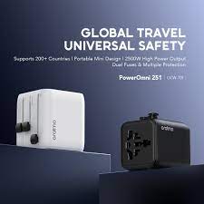 ORAIMO POWEROMNI 251 OCW-TO1 2500W TRAVEL ADAPTER – UNIVERSAL PLUG CONVERTER, DUAL AC OUTLETS, 200+ COUNTRIES, COMPACT DESIGN, DUAL FUSES, MULTIPLE PROTECTION