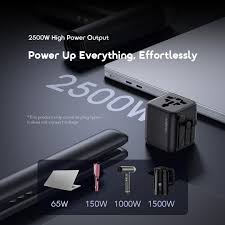 ORAIMO POWEROMNI 251 OCW-TO1 2500W TRAVEL ADAPTER – UNIVERSAL PLUG CONVERTER, DUAL AC OUTLETS, 200+ COUNTRIES, COMPACT DESIGN, DUAL FUSES, MULTIPLE PROTECTION