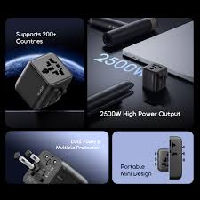 ORAIMO POWEROMNI 251 OCW-TO1 2500W TRAVEL ADAPTER – UNIVERSAL PLUG CONVERTER, DUAL AC OUTLETS, 200+ COUNTRIES, COMPACT DESIGN, DUAL FUSES, MULTIPLE PROTECTION