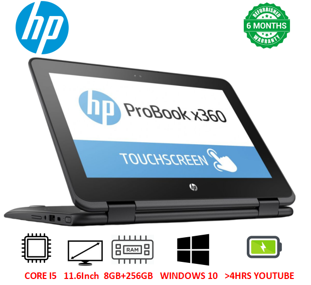 Touchscreen Refurbished HP ProBook X360 11 G4 Intel Core i5 8th Gen 8GB RAM 256GB SSD 11.6 Inches  Refurbished Laptop Computer Notebook Windows 11 Pro  2 in 1 Convertible Slim Refurbished Laptop