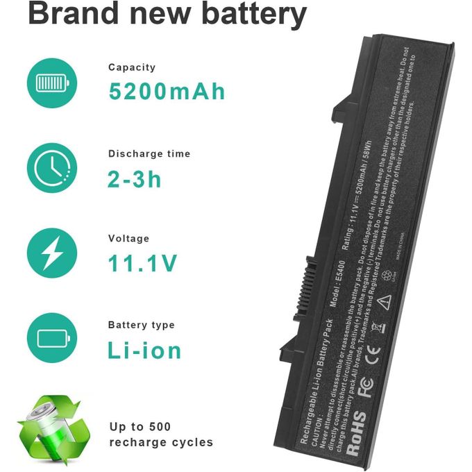 New Replacement Laptop Battery for Dell Latitude E5400 / E5410 / E5500 / E5510 S/PNs: KM742, KM769, WU841, KM771, KM752, KM760, KM970, MT186, MT332, PW649, RM661, 312-0746, 312-0762, 451-10616, etc.