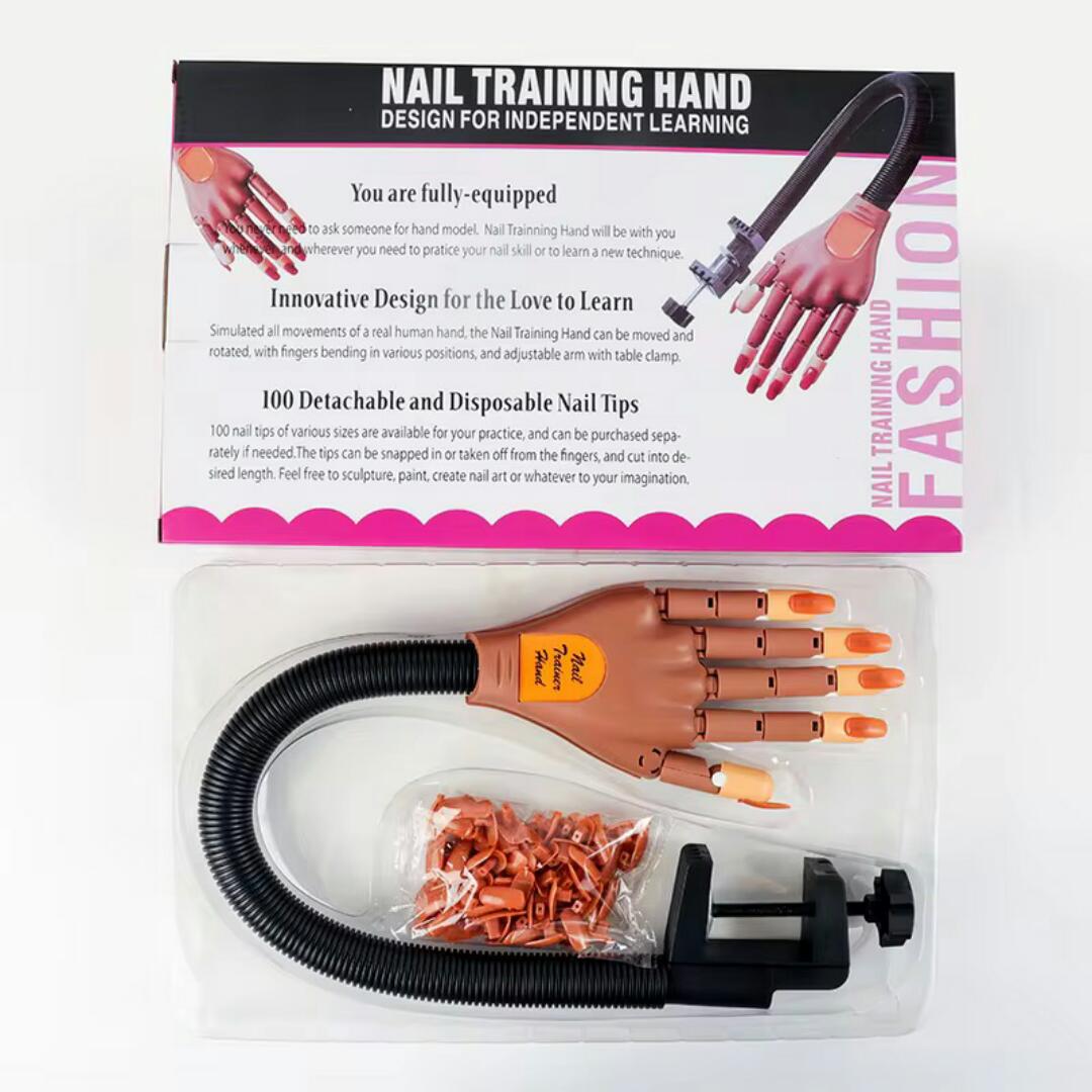 NAIL TRAINING HAND DUMMY PRACTISE HAND WITH 100 PCS DETACHABLE NAILS