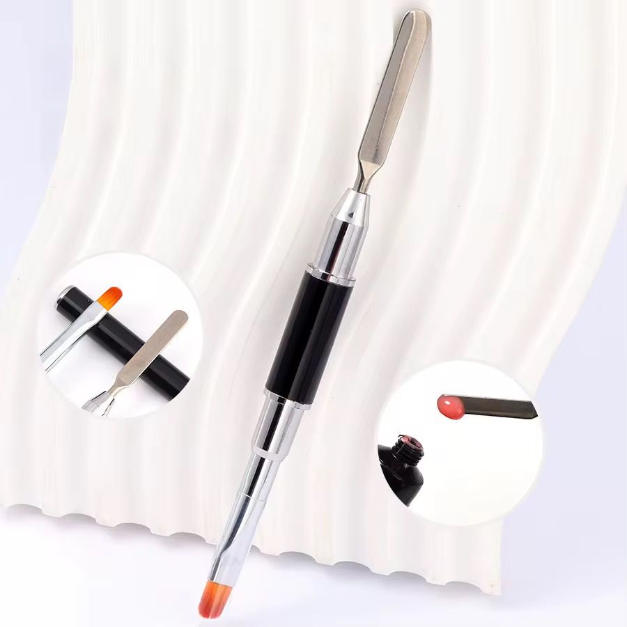 2 IN 1 POLYGEL/ BUILDER BRUSH WITH BRUSH AND SCOOP NAIL EXTENSION MANICURE BRUSH