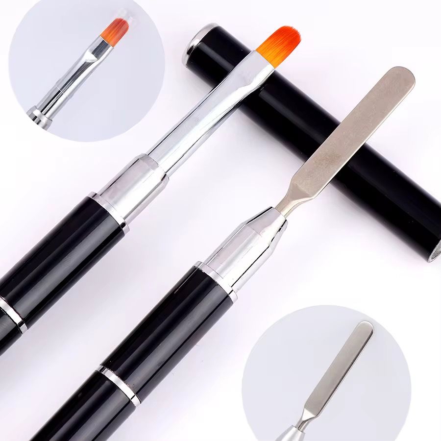 2 IN 1 POLYGEL/ BUILDER BRUSH WITH BRUSH AND SCOOP NAIL EXTENSION MANICURE BRUSH