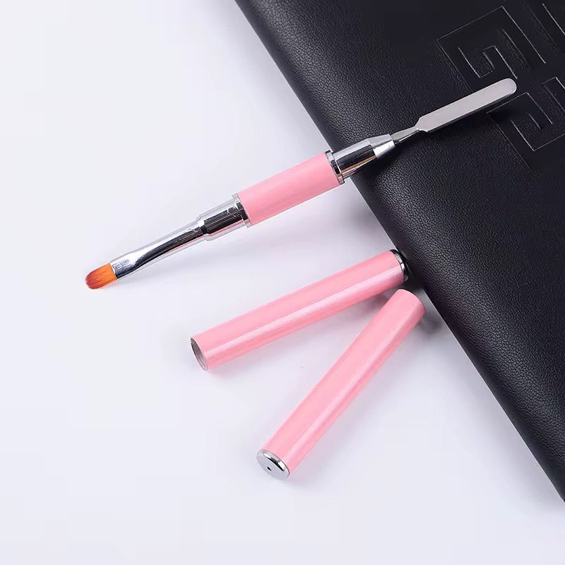 2 IN 1 POLYGEL/ BUILDER BRUSH WITH BRUSH AND SCOOP NAIL EXTENSION MANICURE BRUSH