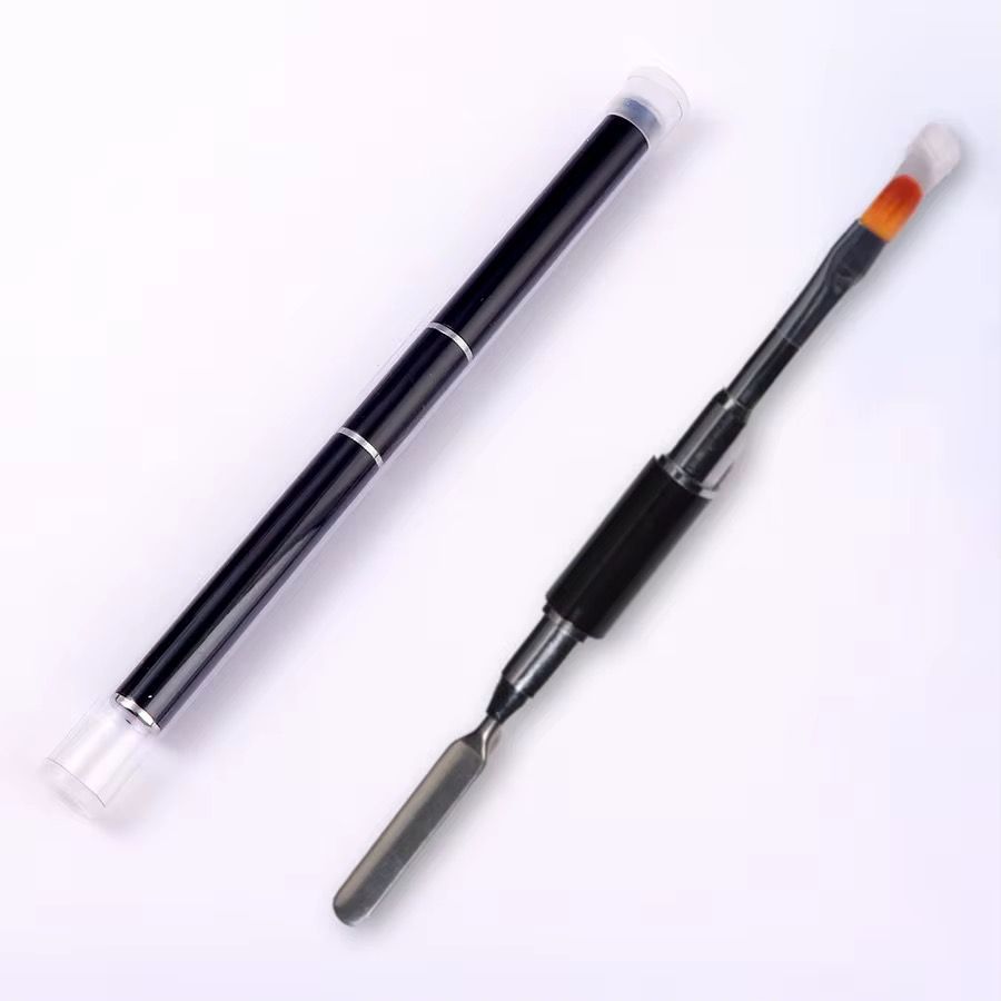 2 IN 1 POLYGEL/ BUILDER BRUSH WITH BRUSH AND SCOOP NAIL EXTENSION MANICURE BRUSH