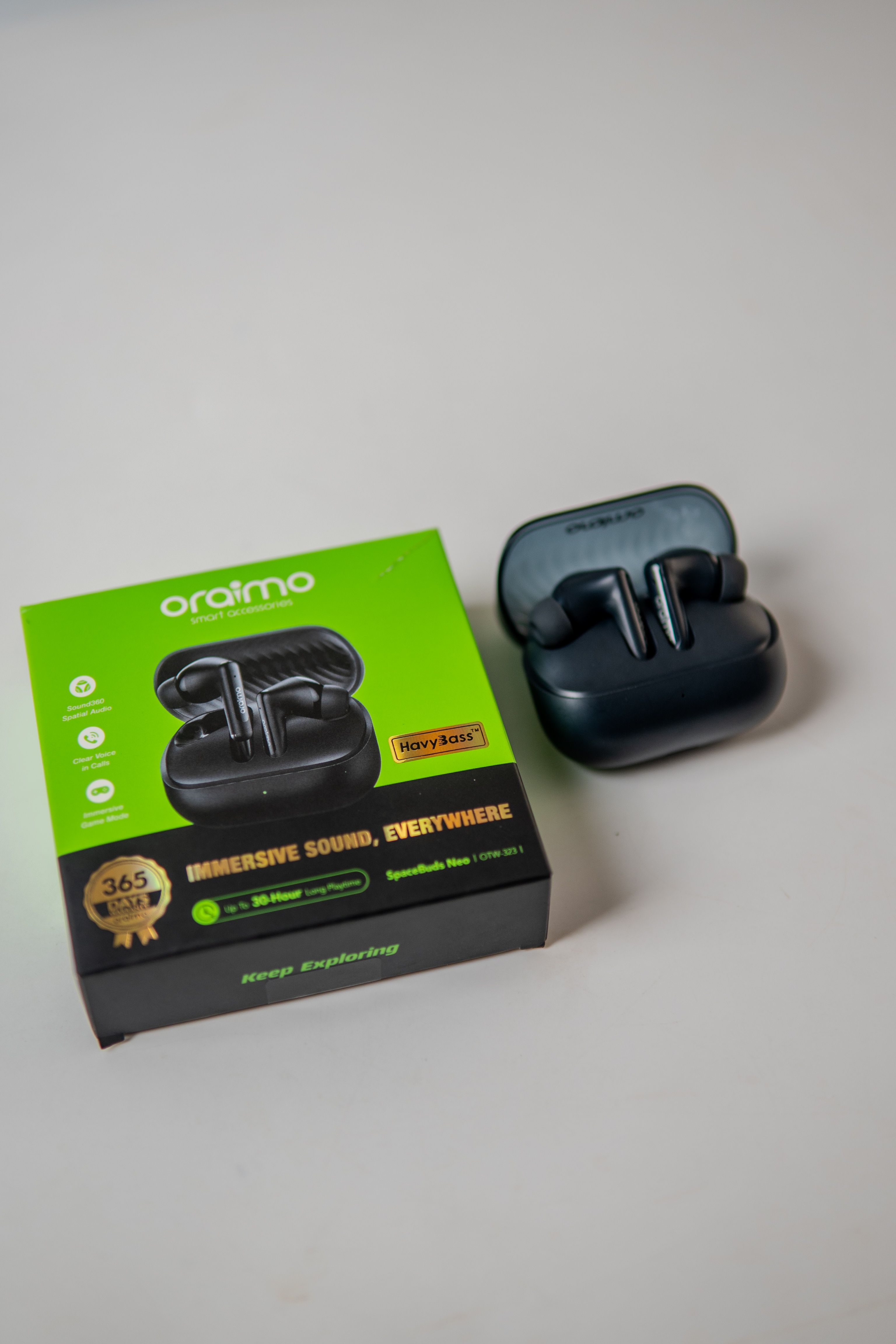 Oraimo SpaceBuds Neo True Wireless Bluetooth Earbuds – Deep Bass, Crystal Clear Calls, Long Battery Life, Touch Controls, Comfortable Fit, Type-C Fast Charging – Perfect for Music, Calls & Gaming